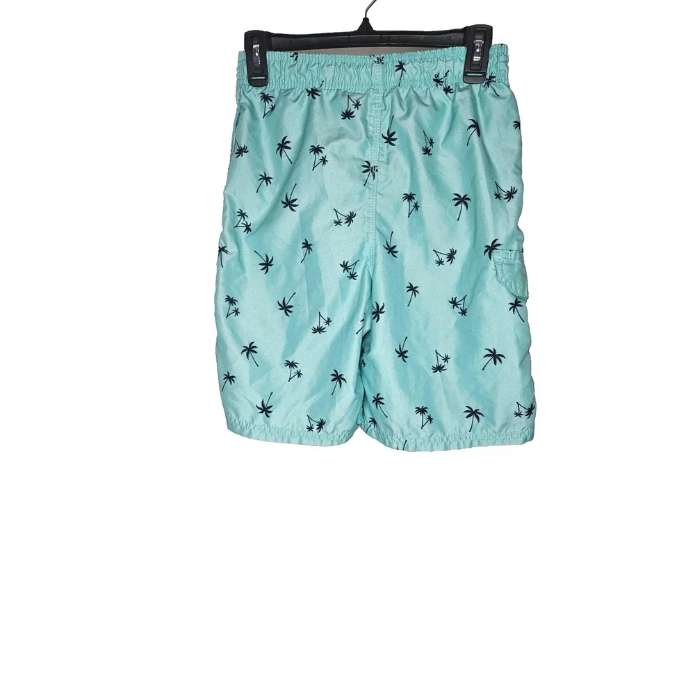 KANU SURF Boys Swim Trunks Size L 14/16‎ Green Palm Trees Swim Shorts Beach